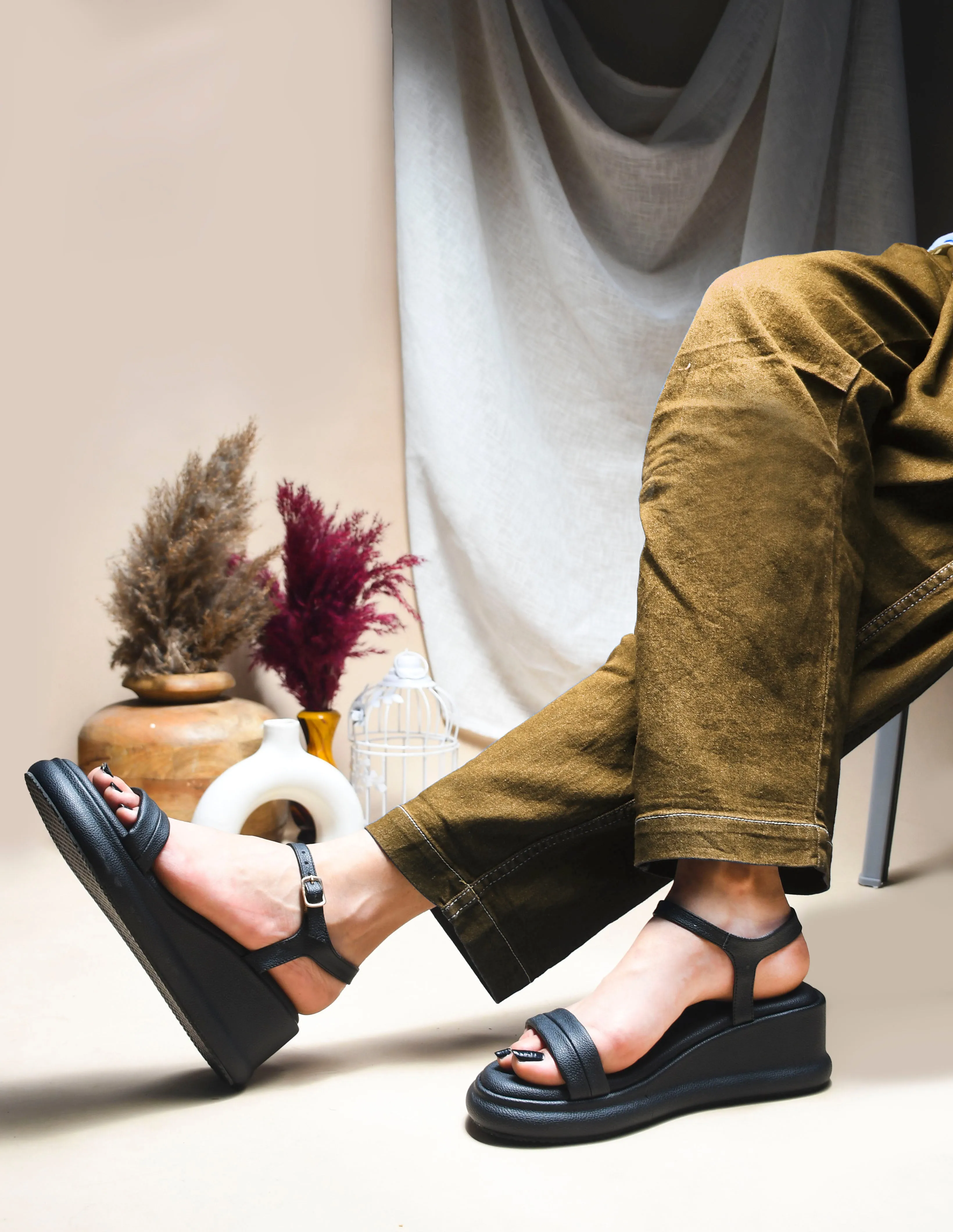 Ankle Strap Platform Flat Sandals