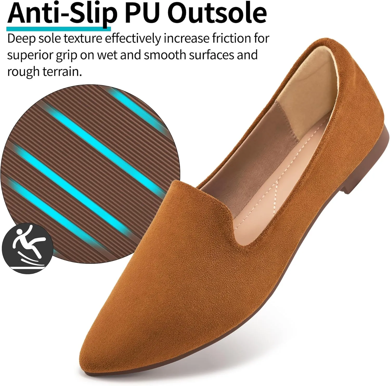 Aomigoct Women Loafers Dressy Shoes: Comfortable Suede Work Flats - Ladies Casual Loafers Slip On Walking Shoes