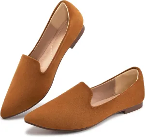 Aomigoct Women Loafers Dressy Shoes: Comfortable Suede Work Flats - Ladies Casual Loafers Slip On Walking Shoes