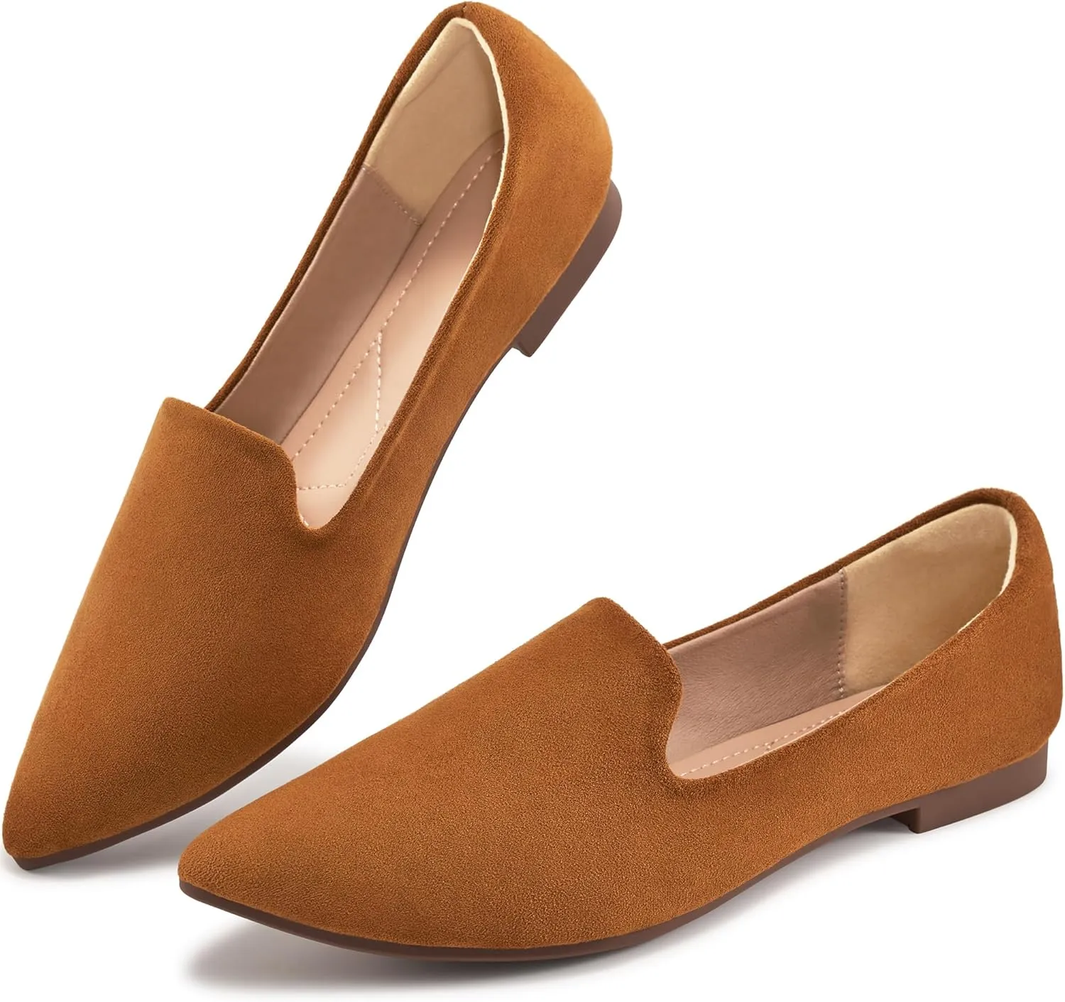 Aomigoct Women Loafers Dressy Shoes: Comfortable Suede Work Flats - Ladies Casual Loafers Slip On Walking Shoes
