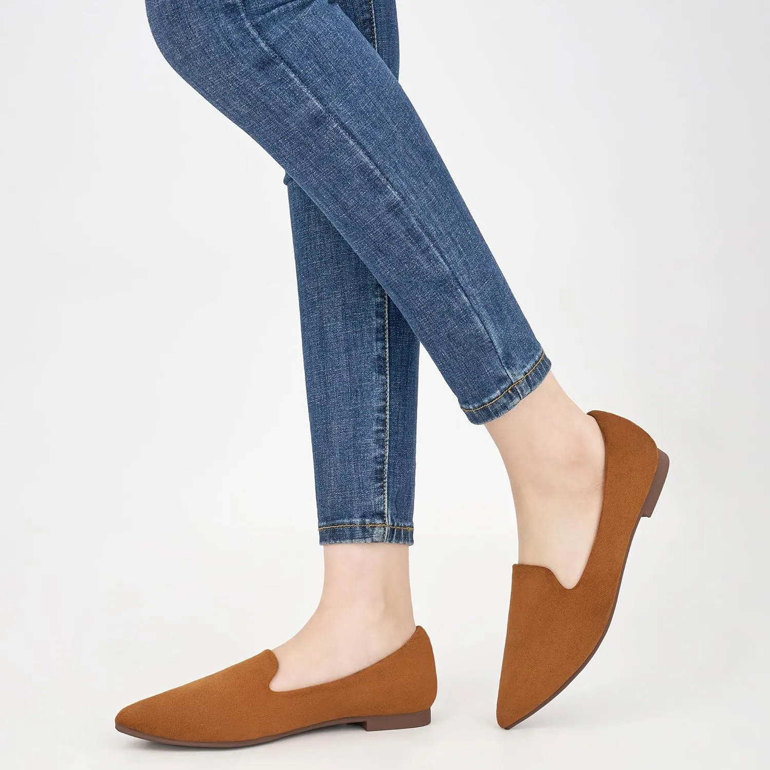 Aomigoct Women Loafers Dressy Shoes: Comfortable Suede Work Flats - Ladies Casual Loafers Slip On Walking Shoes