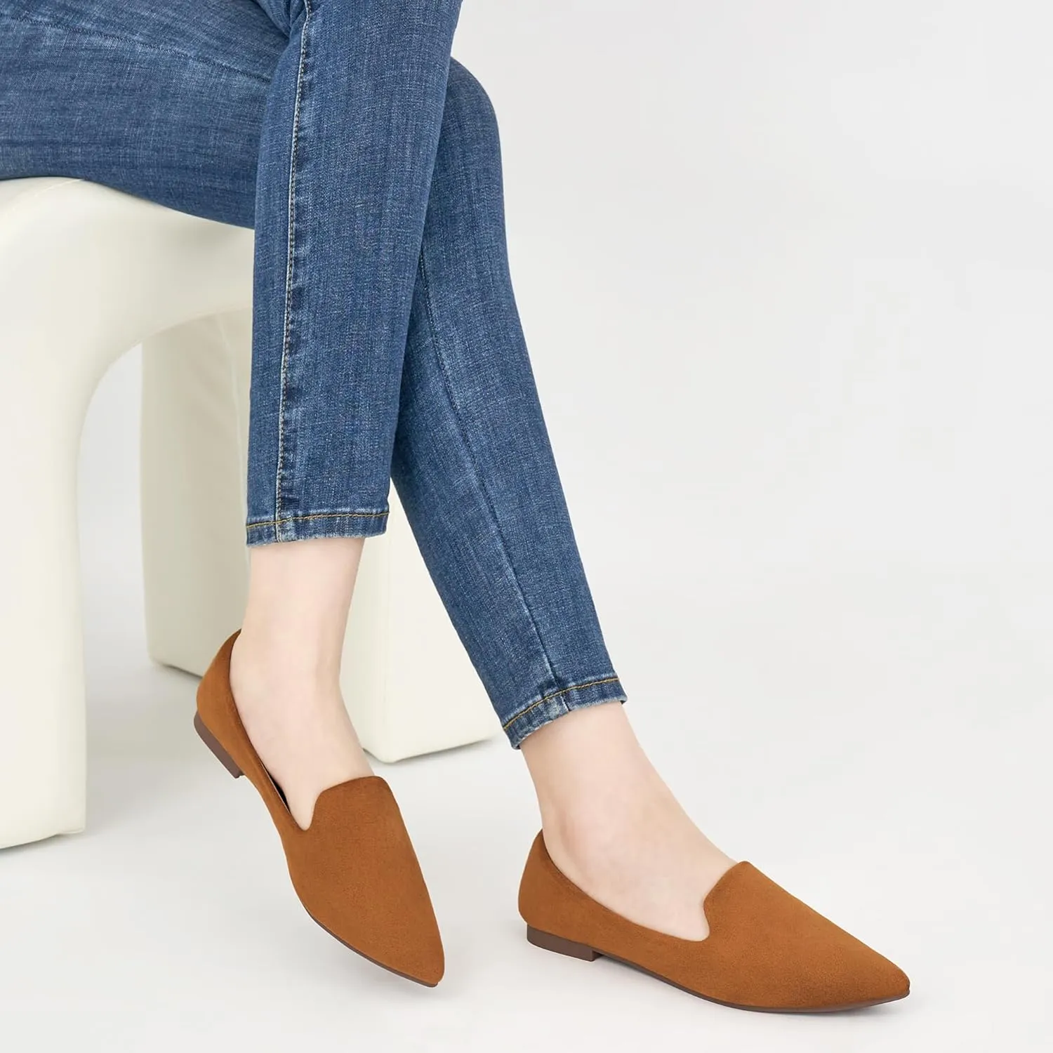 Aomigoct Women Loafers Dressy Shoes: Comfortable Suede Work Flats - Ladies Casual Loafers Slip On Walking Shoes
