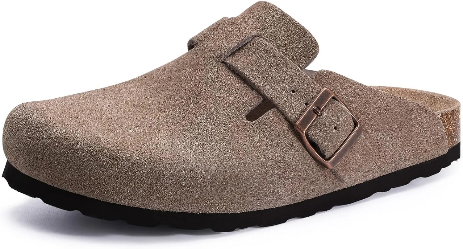 Asgard Suede Clogs Mules Potato Shoes with Comfort Cork Footbed - Wide Feet Please Half Size UP