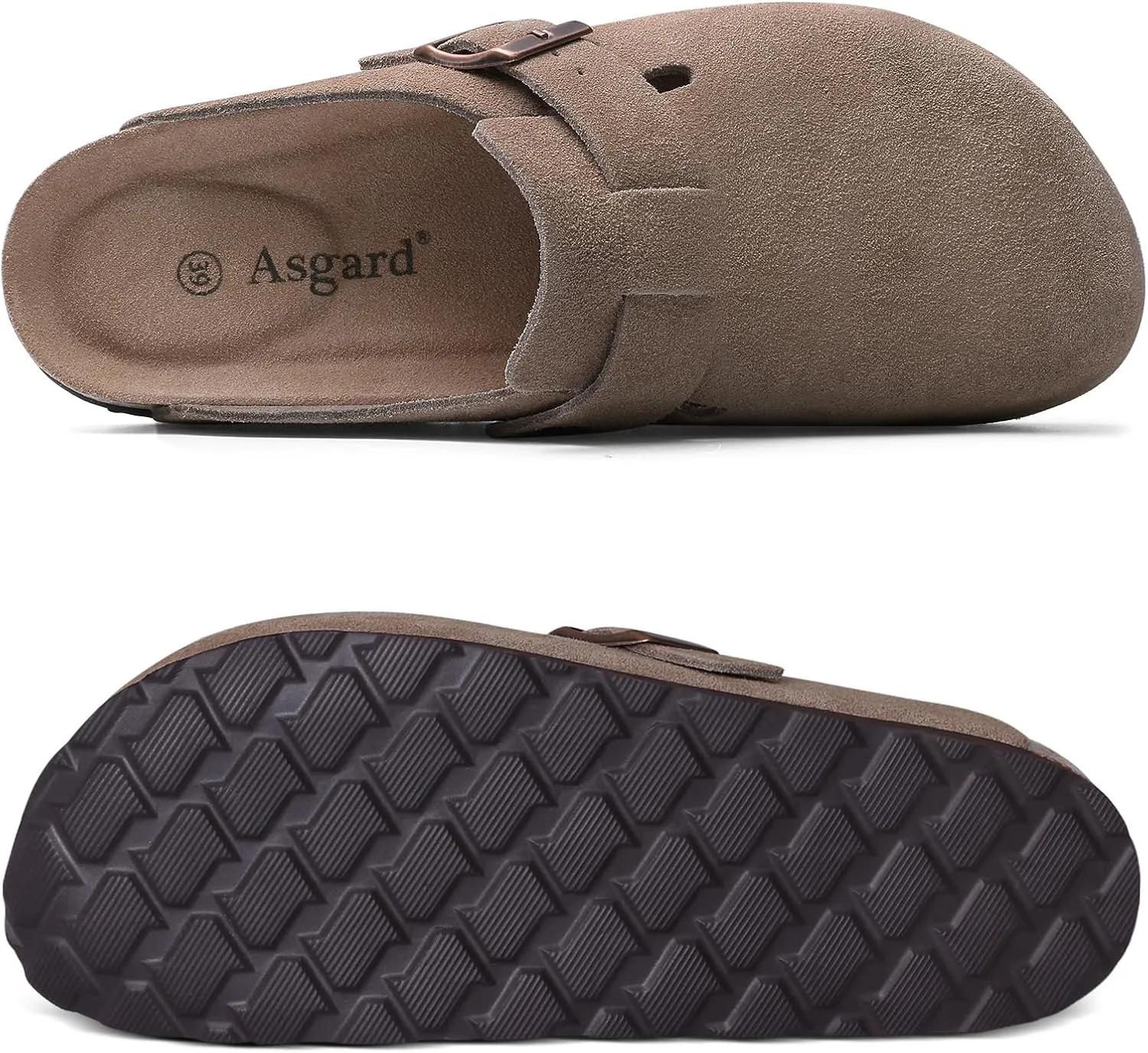 Asgard Suede Clogs Mules Potato Shoes with Comfort Cork Footbed - Wide Feet Please Half Size UP