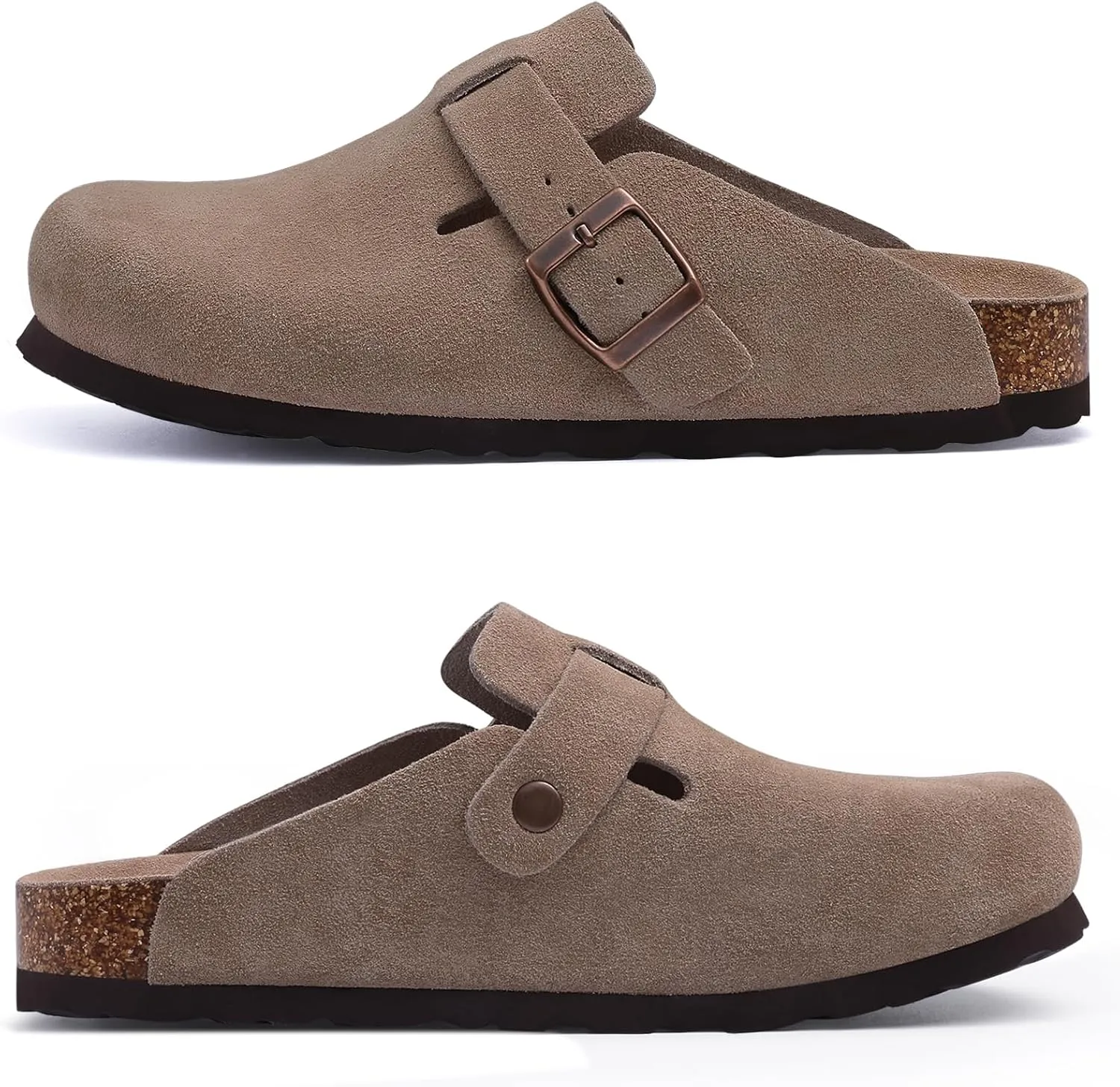 Asgard Suede Clogs Mules Potato Shoes with Comfort Cork Footbed - Wide Feet Please Half Size UP