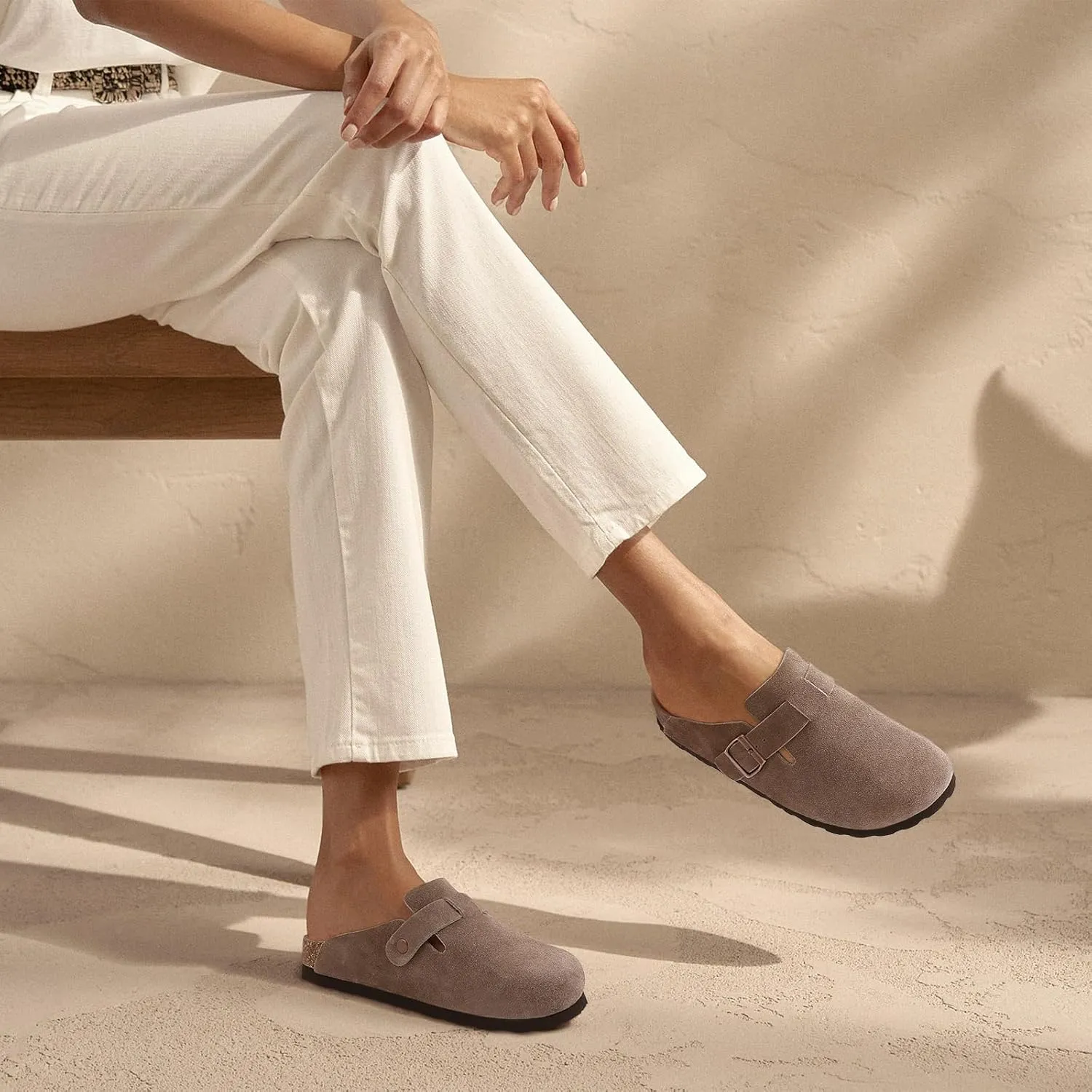 Asgard Suede Clogs Mules Potato Shoes with Comfort Cork Footbed - Wide Feet Please Half Size UP