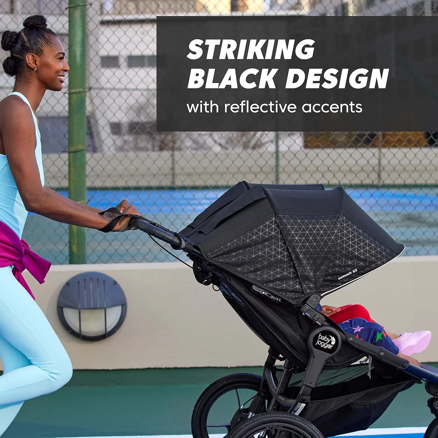Baby Jogger Summit X3 Double Jogging Stroller Midnight Black Buggy for Two Smooth Ride for Walking or Jogging Compact Fold Increased Airflow All-Terrain Air Filled Tires and All-Wheel Suspension