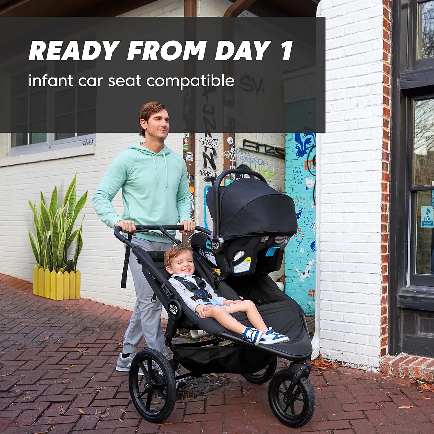 Baby Jogger Summit X3 Double Jogging Stroller Midnight Black Buggy for Two Smooth Ride for Walking or Jogging Compact Fold Increased Airflow All-Terrain Air Filled Tires and All-Wheel Suspension