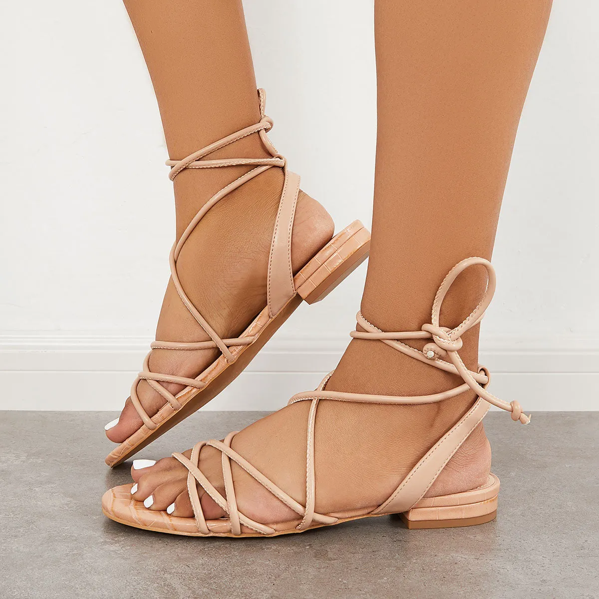 Beach Sandals Giant bargain Wrap Sandals Cross Lace Ankle Criss up Data-driven Strappy