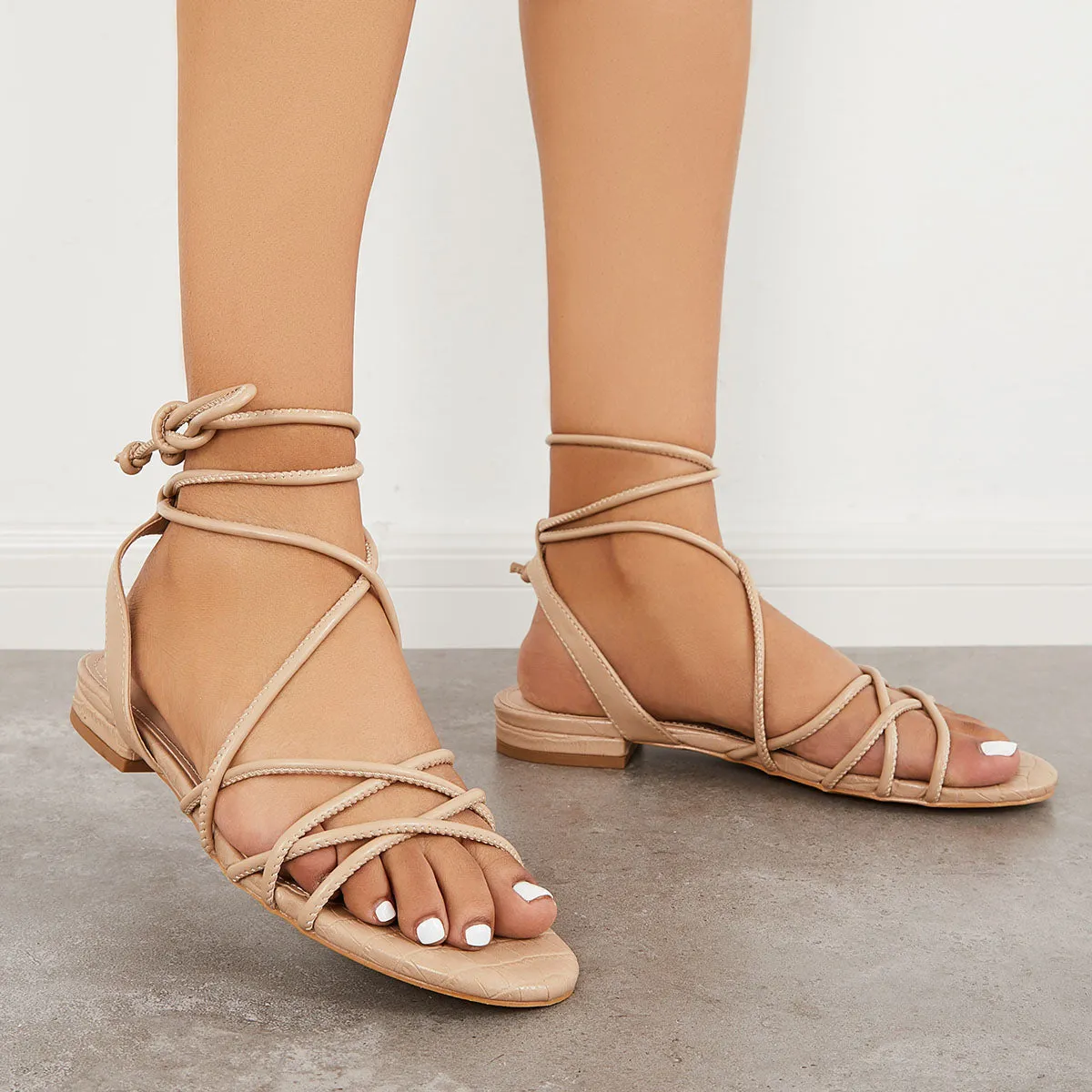 Beach Sandals Giant bargain Wrap Sandals Cross Lace Ankle Criss up Data-driven Strappy