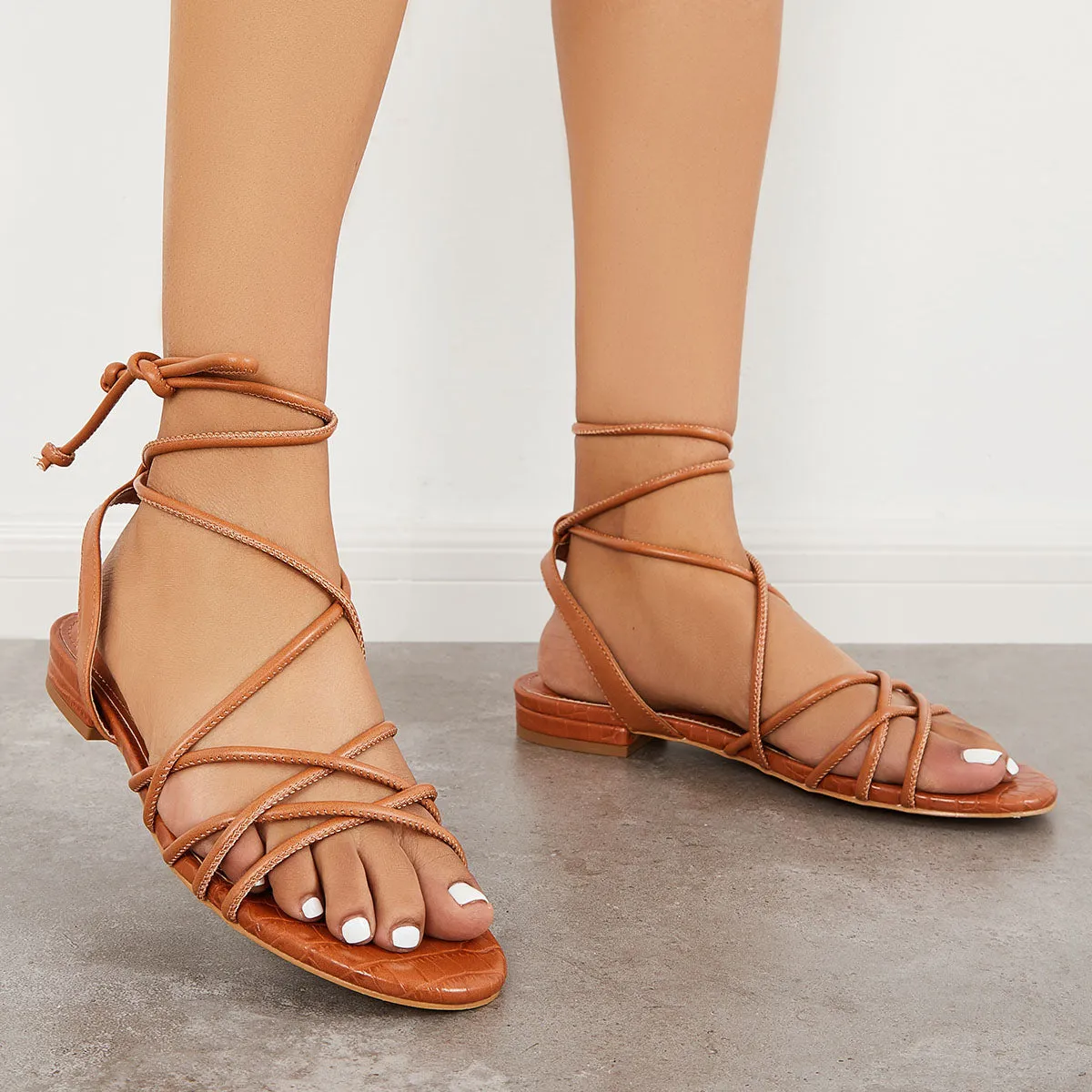 Beach Sandals Giant bargain Wrap Sandals Cross Lace Ankle Criss up Data-driven Strappy