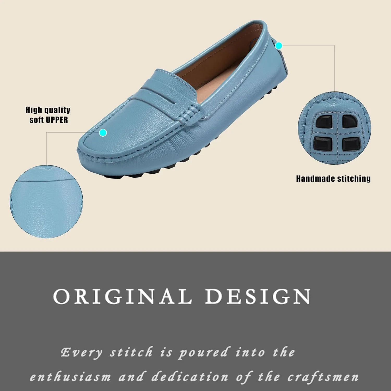 BEAUSEEN Women's Genuine Leather Penny Loafers Classic Driving Moccasins Casual Slip On Comfort Women Loafer Shoes