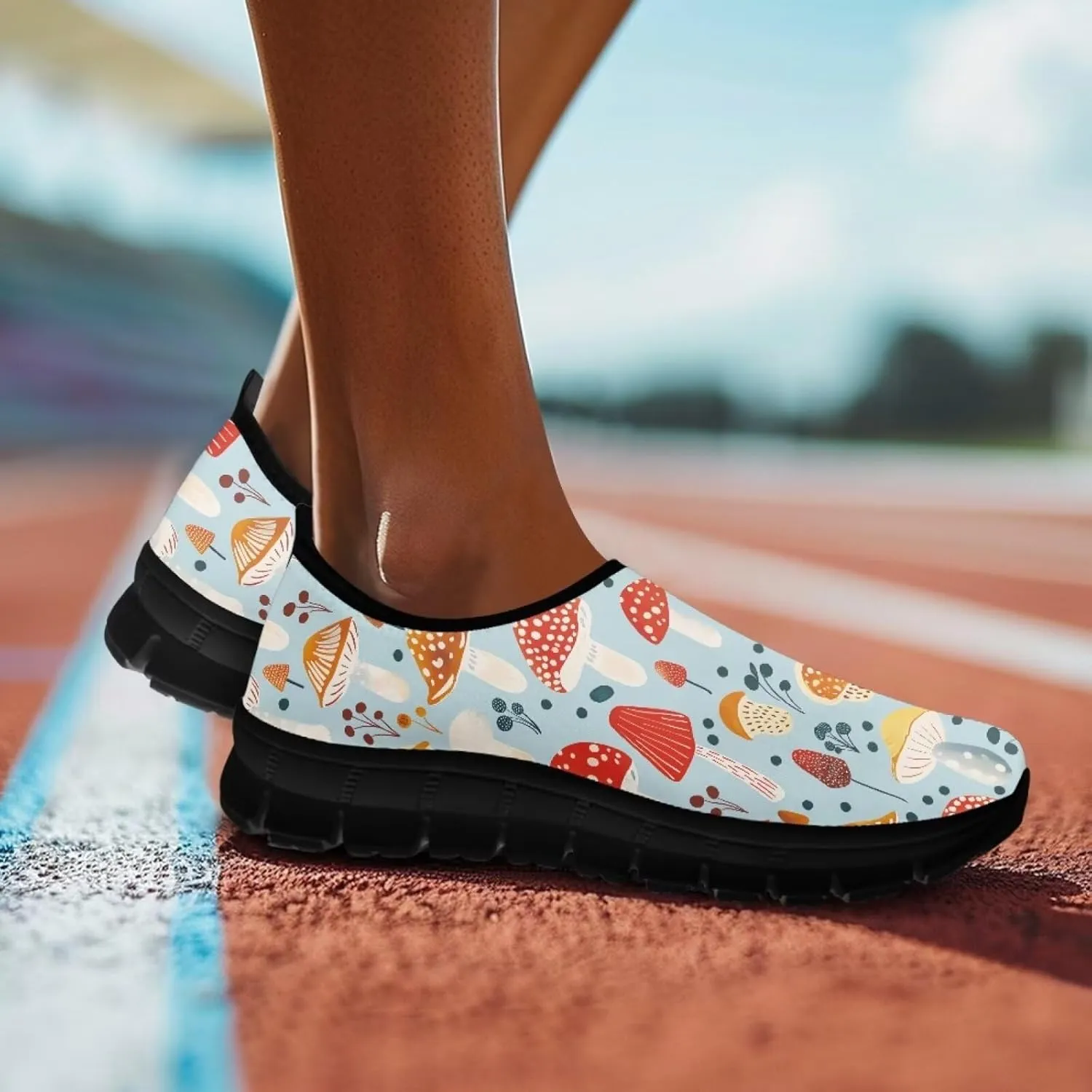 Binienty Slip on Sneakers for Women Men Art Printed Travel Loafers Round Toe Flat Sneakers Shoes Nurse Shoes