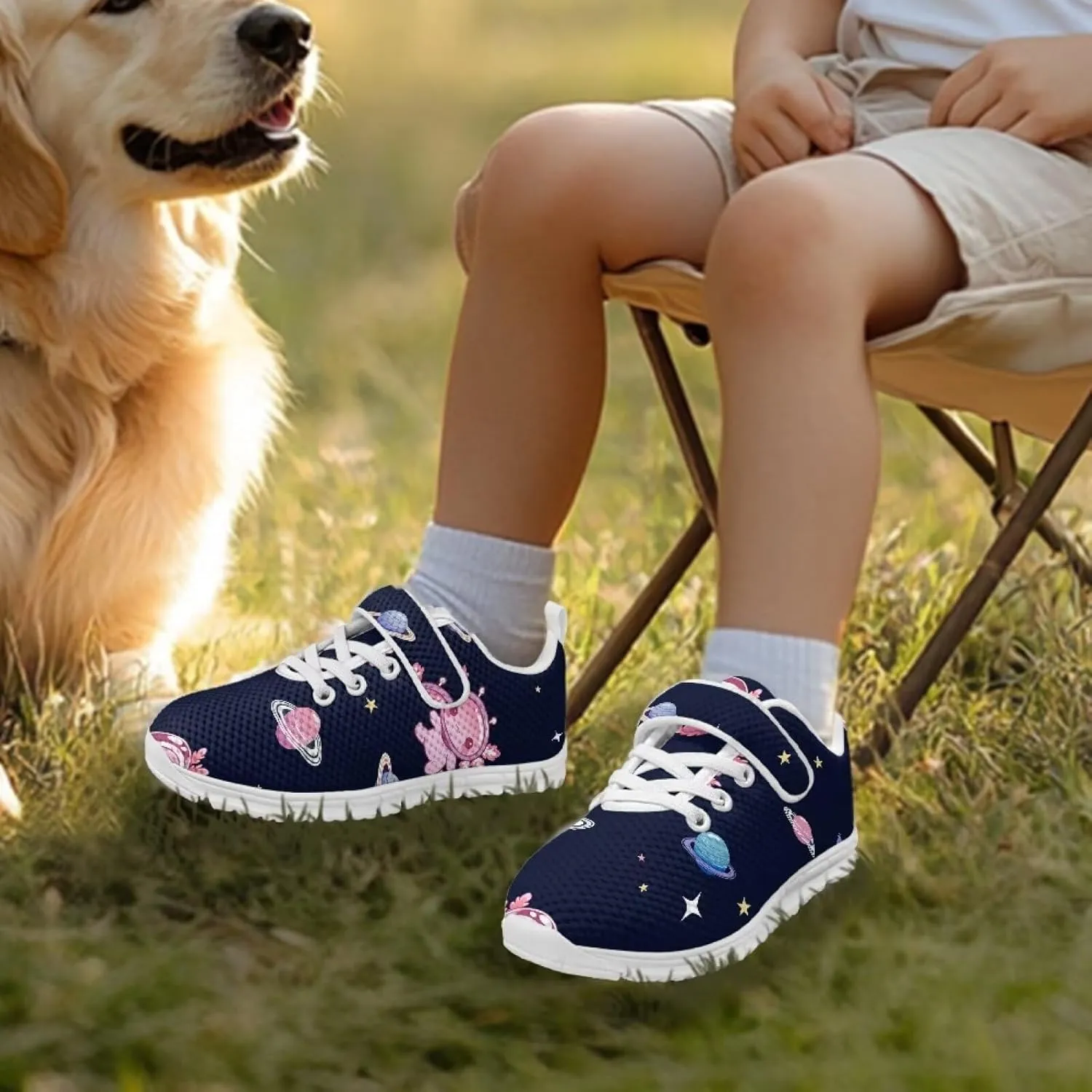 Boys Girls Single Buckle Sneakers,Lightweight Spring Outdoor Sports Shoes,Children Anti-Skid Mesh Cycling Sneaker
