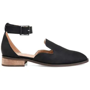 Brinley Co. Womens Square Toe Ankle Strap Flat Black, 8 Regular US