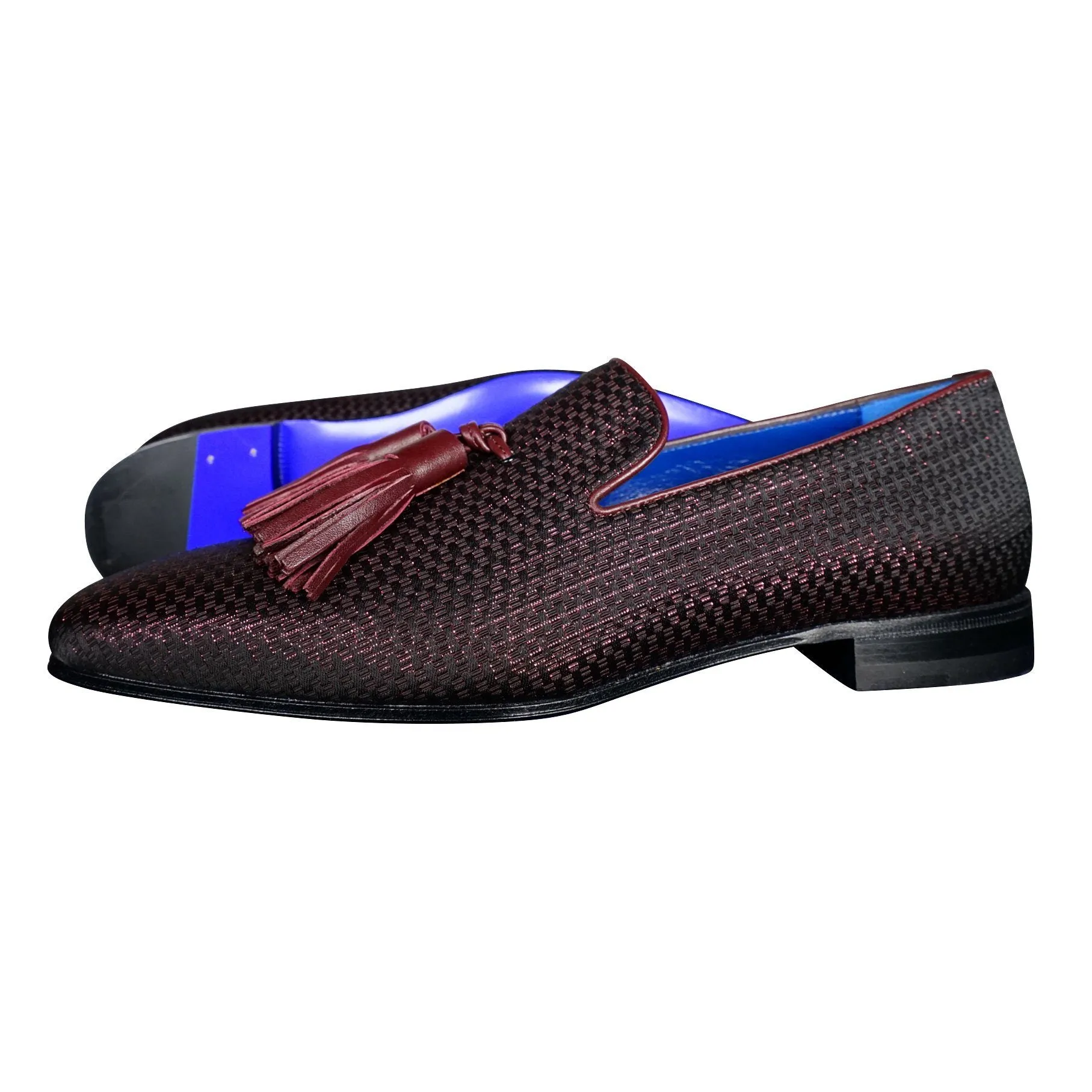 Burgundy Diamante Tassel Loafer