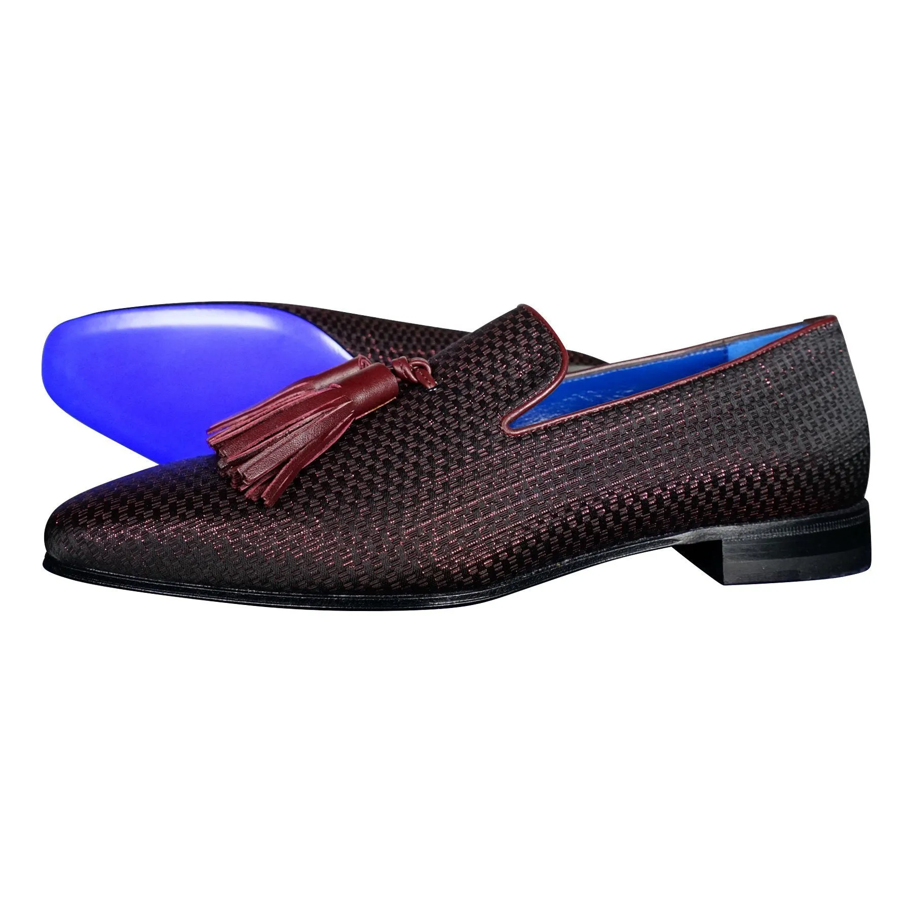 Burgundy Diamante Tassel Loafer