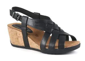 Bussola Gobba Black NYNETTE Adjustable Back Womens Wedge Sandals NYNETTE