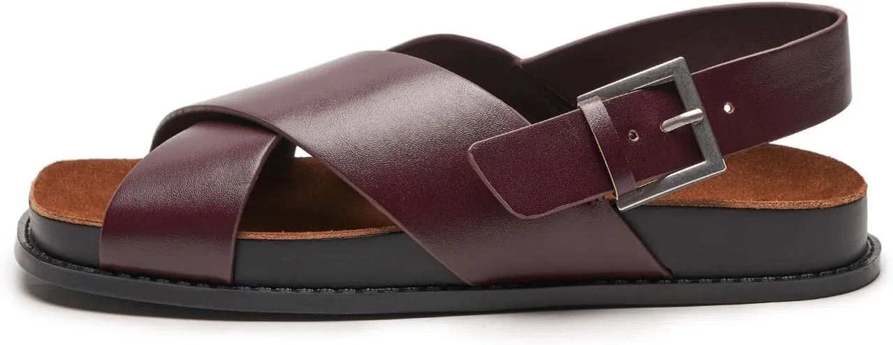 C. Paravano Women Sandals,Comfortable Dressy Flat Slides Summer Sandals with Arch Support for Walking Beach Casual Adjustable Buckle Slip-Ons Fashion Shoes