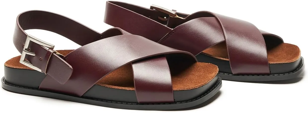 C. Paravano Women Sandals,Comfortable Dressy Flat Slides Summer Sandals with Arch Support for Walking Beach Casual Adjustable Buckle Slip-Ons Fashion Shoes