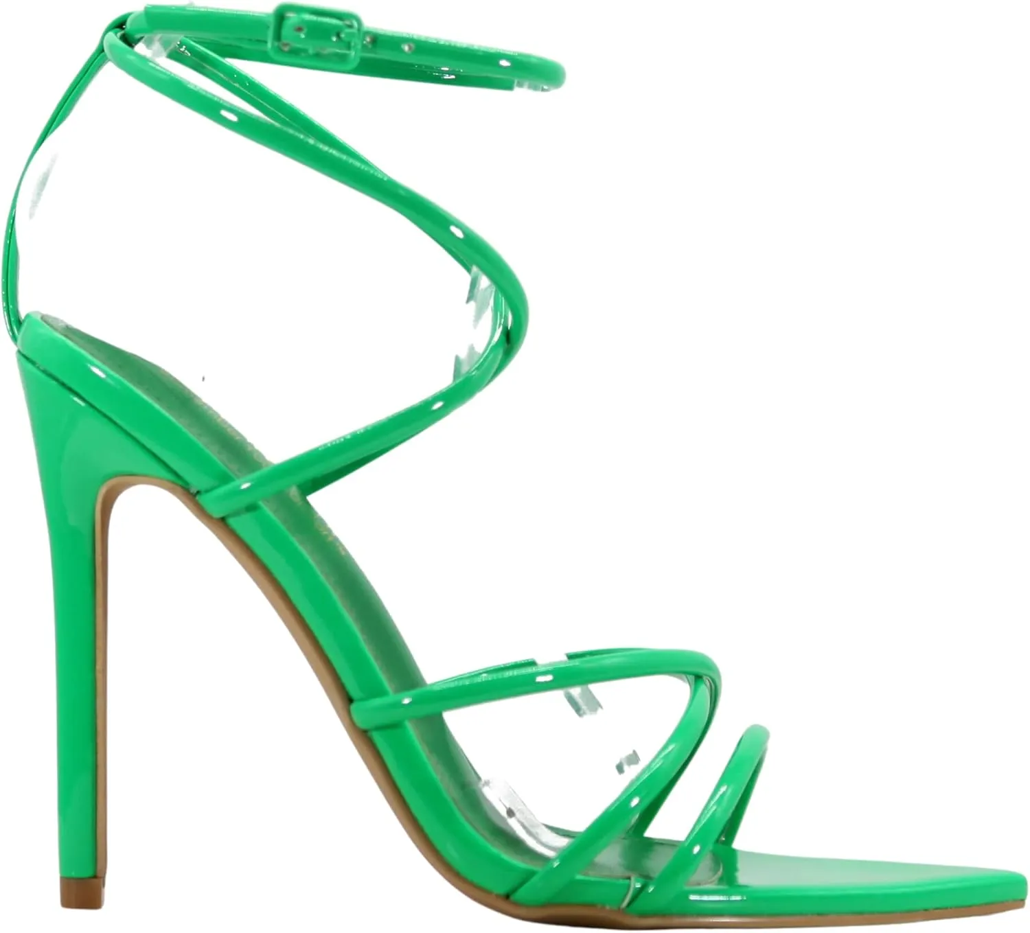 Cape Robbin Ada Strappy Pointy Open Toe Ankle Strap Stiletto Heel Sandals Black