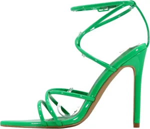 Cape Robbin Ada Strappy Pointy Open Toe Ankle Strap Stiletto Heel Sandals Black