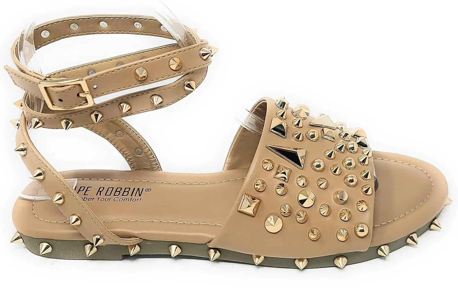 Cape Robbin Pierce The Ultimate Edgy Slides Flat Sandal Gold Studded Mule