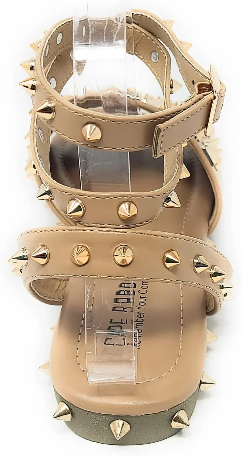 Cape Robbin Pierce The Ultimate Edgy Slides Flat Sandal Gold Studded Mule