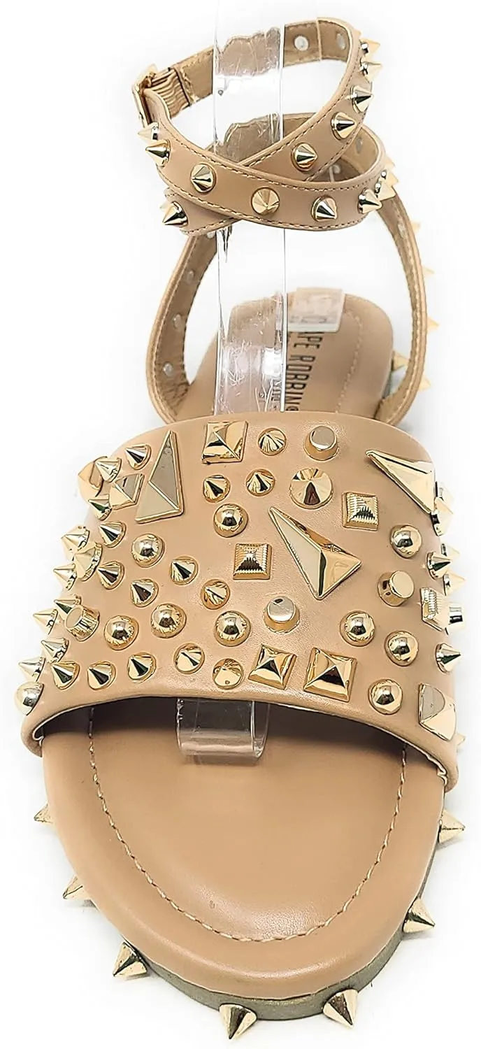 Cape Robbin Pierce The Ultimate Edgy Slides Flat Sandal Gold Studded Mule