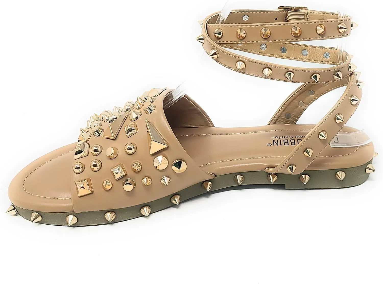 Cape Robbin Pierce The Ultimate Edgy Slides Flat Sandal Gold Studded Mule