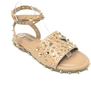 Cape Robbin Pierce The Ultimate Edgy Slides Flat Sandal Gold Studded Mule