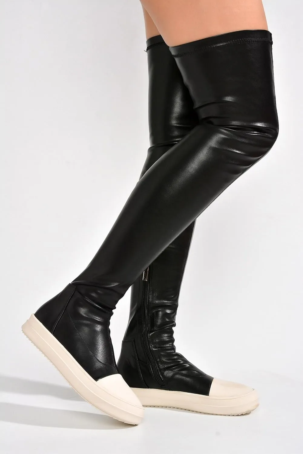 Cape Robbin Women Lug Sole Over the Knee Thigh high Round Toe Flat boots