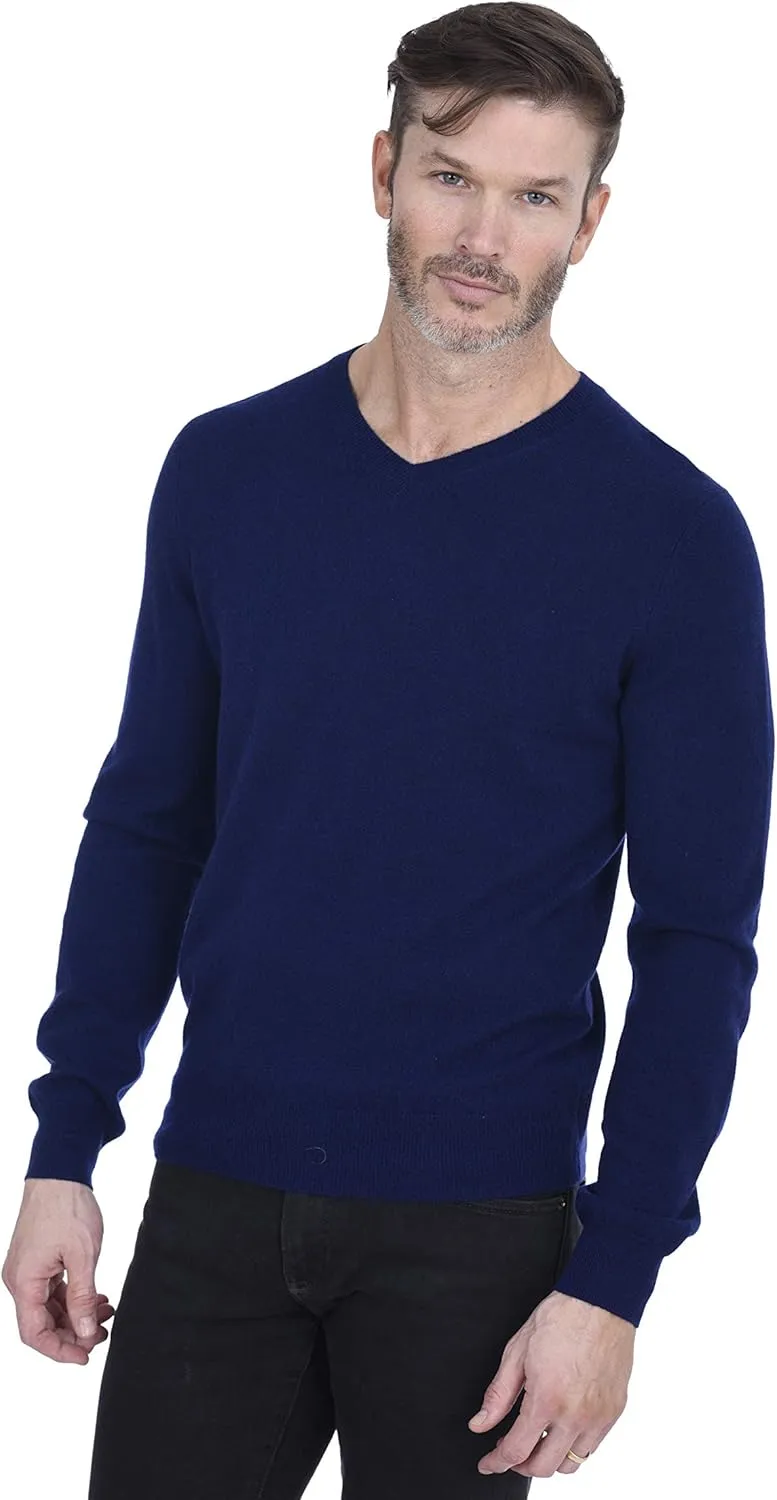 Cashmeren Men’s Basic V-Neck Sweater 100% Pure Cashmere Long Sleeve Classic Pullover