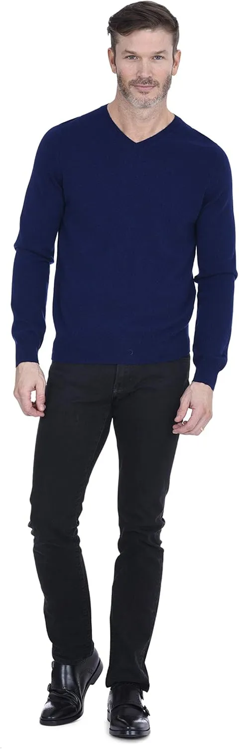Cashmeren Men’s Basic V-Neck Sweater 100% Pure Cashmere Long Sleeve Classic Pullover
