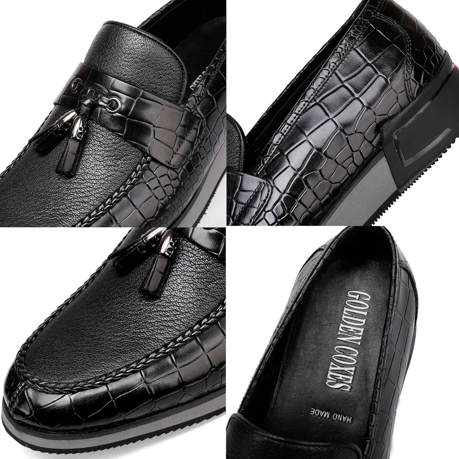 Casual Men's Dress Sneakers Shoes, Fashion Business Loafer Classic Leather Dress Shoes for Mens