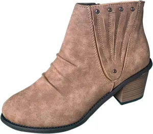 Cathalem Ankle Boots for Women, Booties for Women Low Heel V Cut Flat Ankle Boots Comfort Cowboy Combat Boots