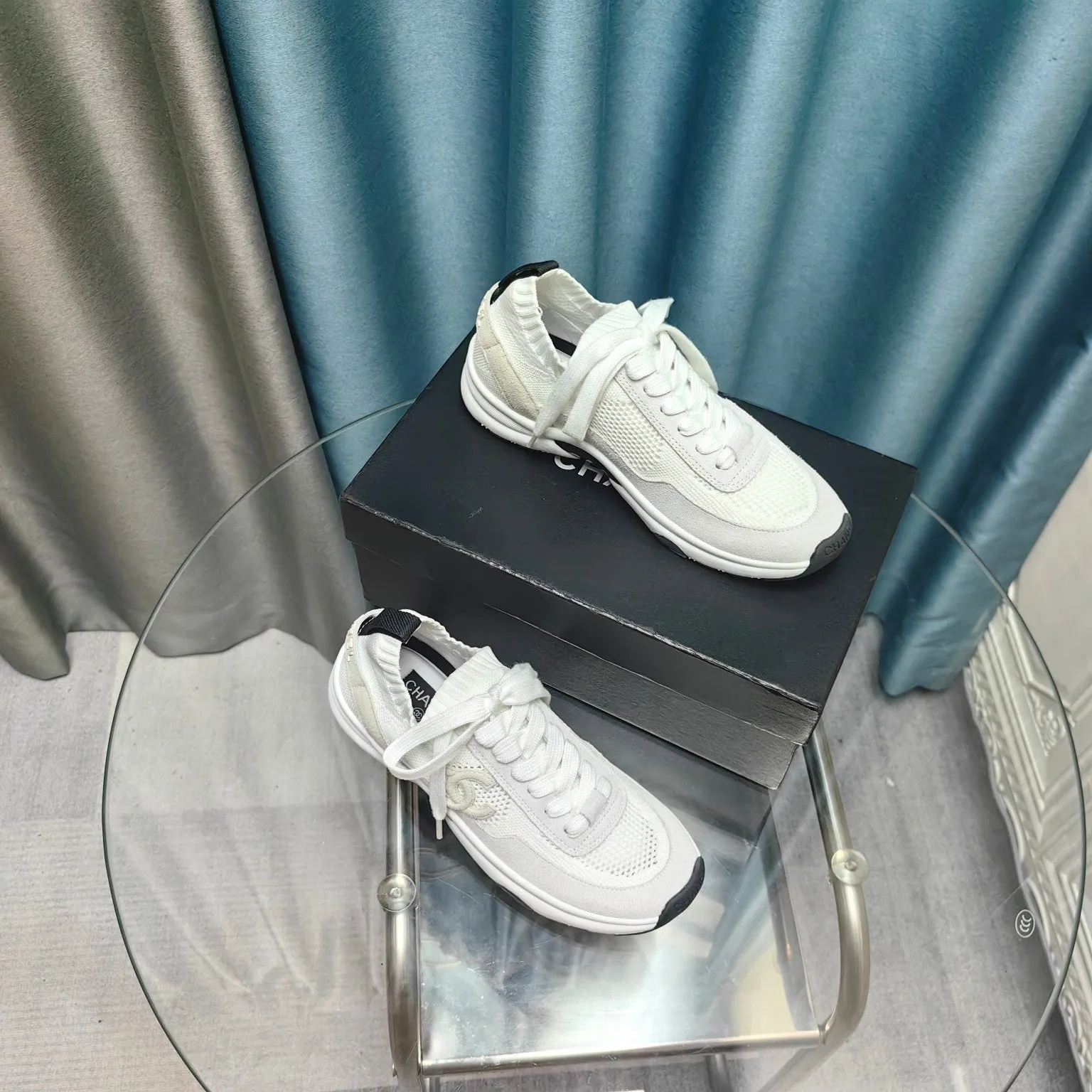 CC Sneaker White Grey Suede And Polyester Mesh Fabric