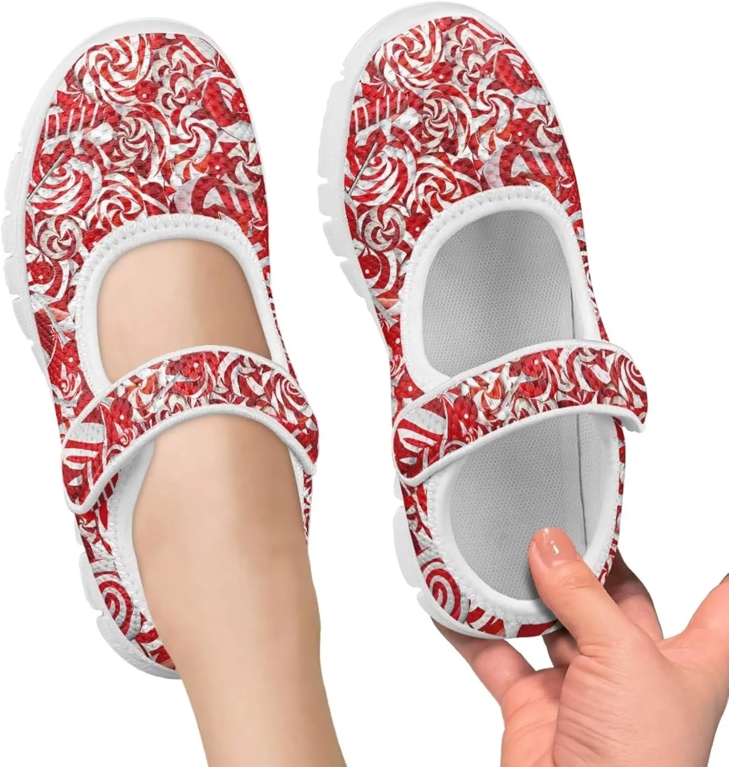 chaqlin Christmas Sneaker Mary Jane for Kids Slip On Casual Outdoor School Sports Shoes Lightweight Flat Walking Sneaker