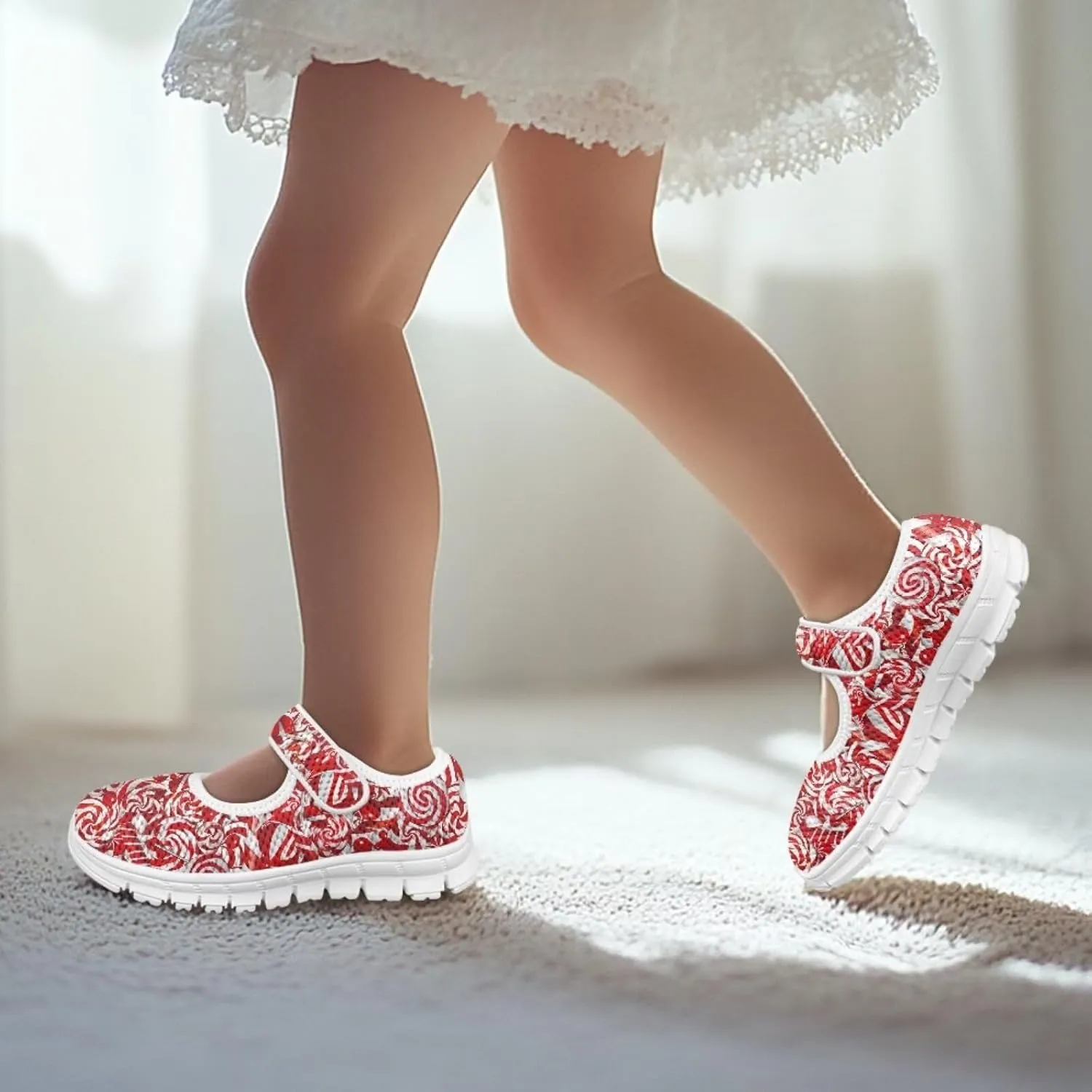chaqlin Christmas Sneaker Mary Jane for Kids Slip On Casual Outdoor School Sports Shoes Lightweight Flat Walking Sneaker