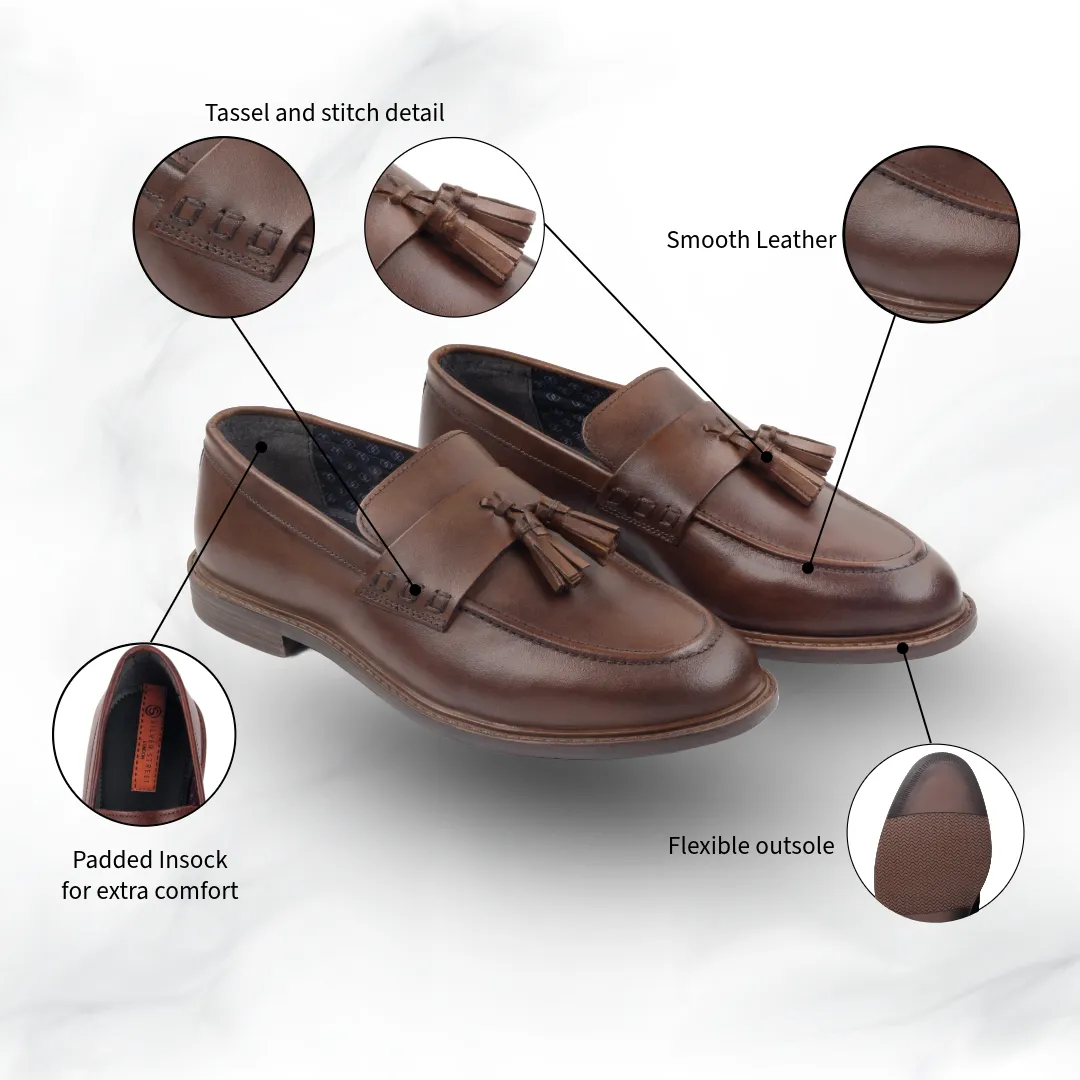 Charleston Leather Tassel Loafers - Brown