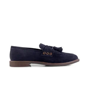 Charleston Suede Leather Tassel Loaferss - Navy