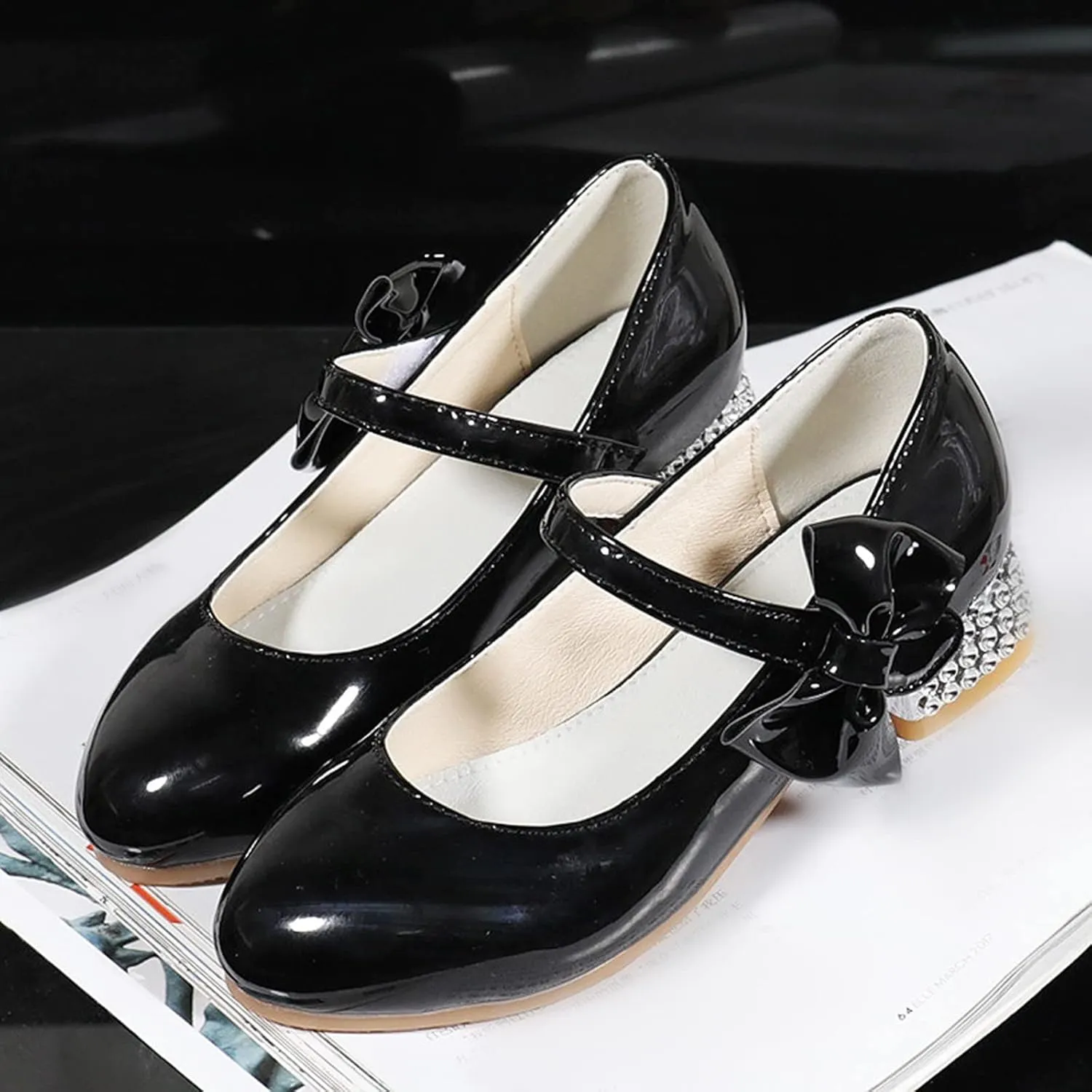 Children Shoes High Heels Girls Princess Single Shoes Dress Shoes Performance Shoes Children Crystal Shoes Tennis Cat