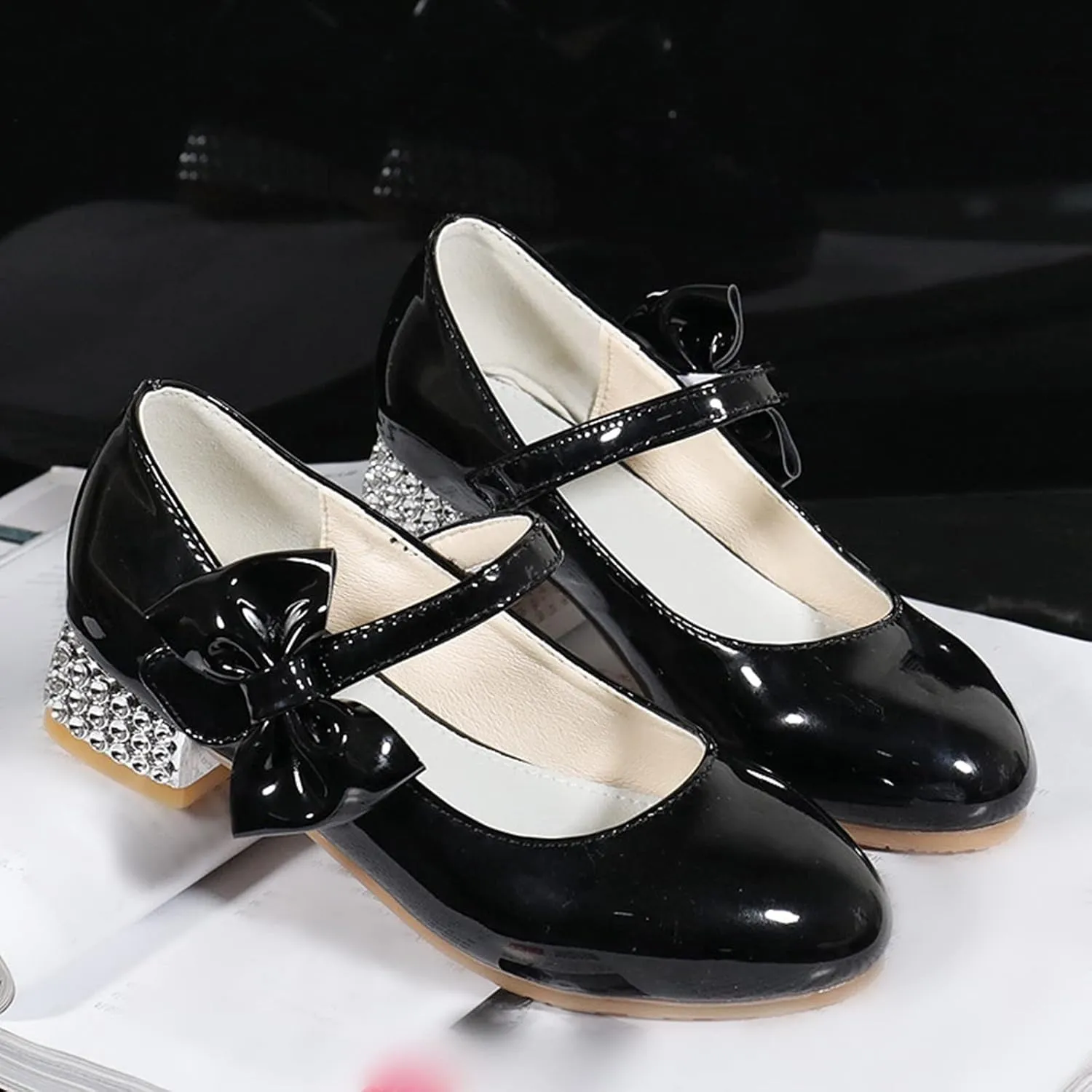 Children Shoes High Heels Girls Princess Single Shoes Dress Shoes Performance Shoes Children Crystal Shoes Tennis Cat