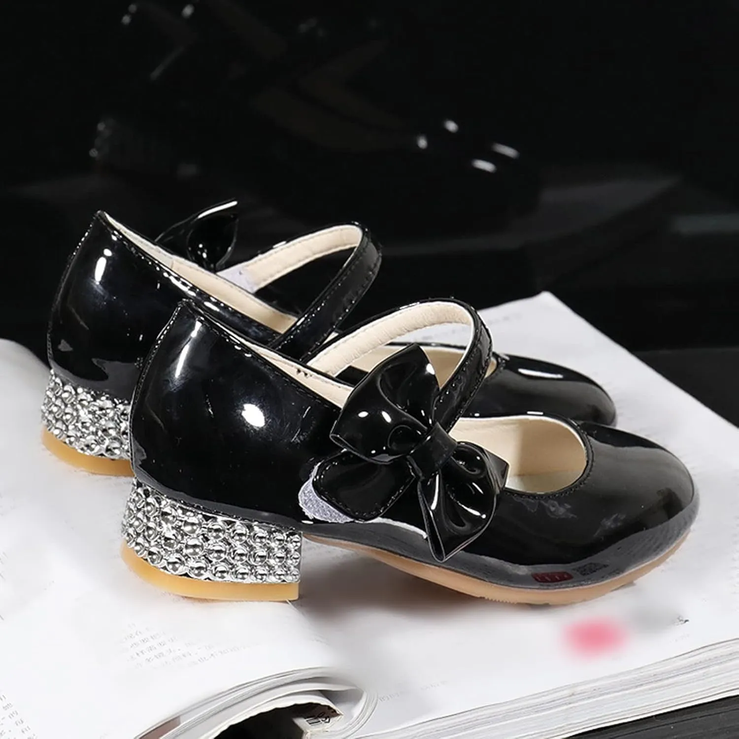 Children Shoes High Heels Girls Princess Single Shoes Dress Shoes Performance Shoes Children Crystal Shoes Tennis Cat