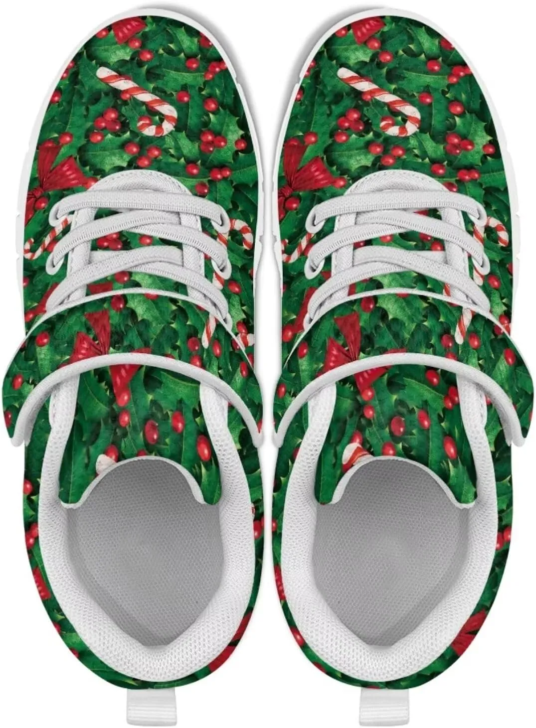 Christmas Sneakers for Boys Girls Non Slip Breathable Athletic Walking Shoes Kids Single Buckle Mesh Sneaker