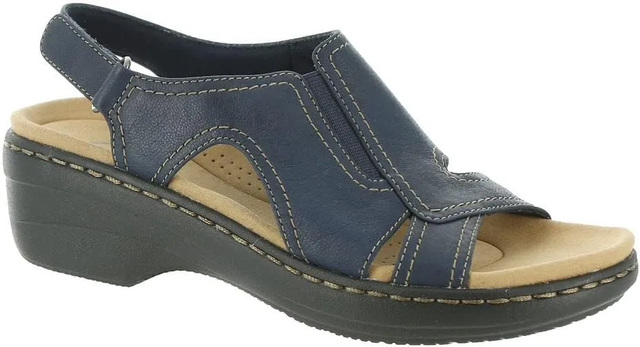 Clarks Merliah Style Heeled Sandal, Navy Leather, 7 Medium