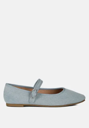 Classic Denim Pin Buckle Ballerinas By RUW