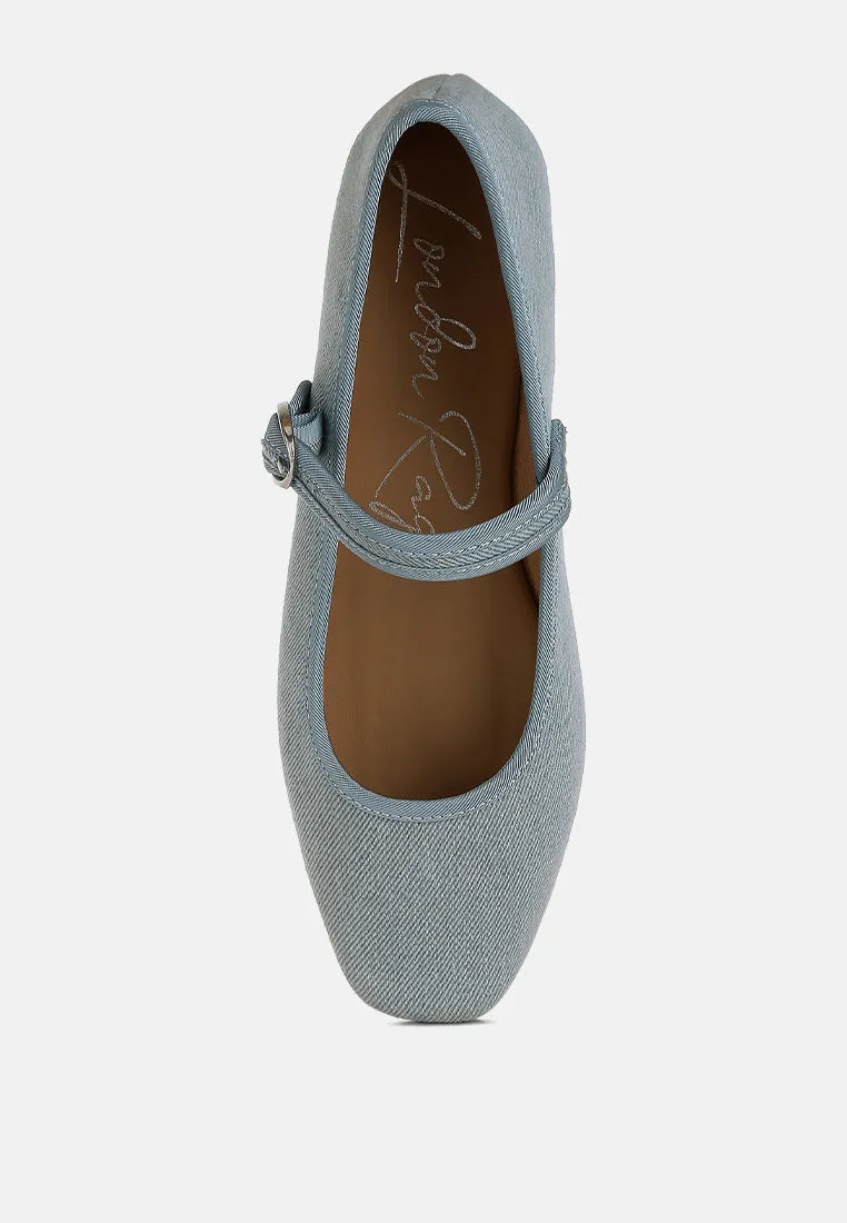 Classic Denim Pin Buckle Ballerinas By RUW