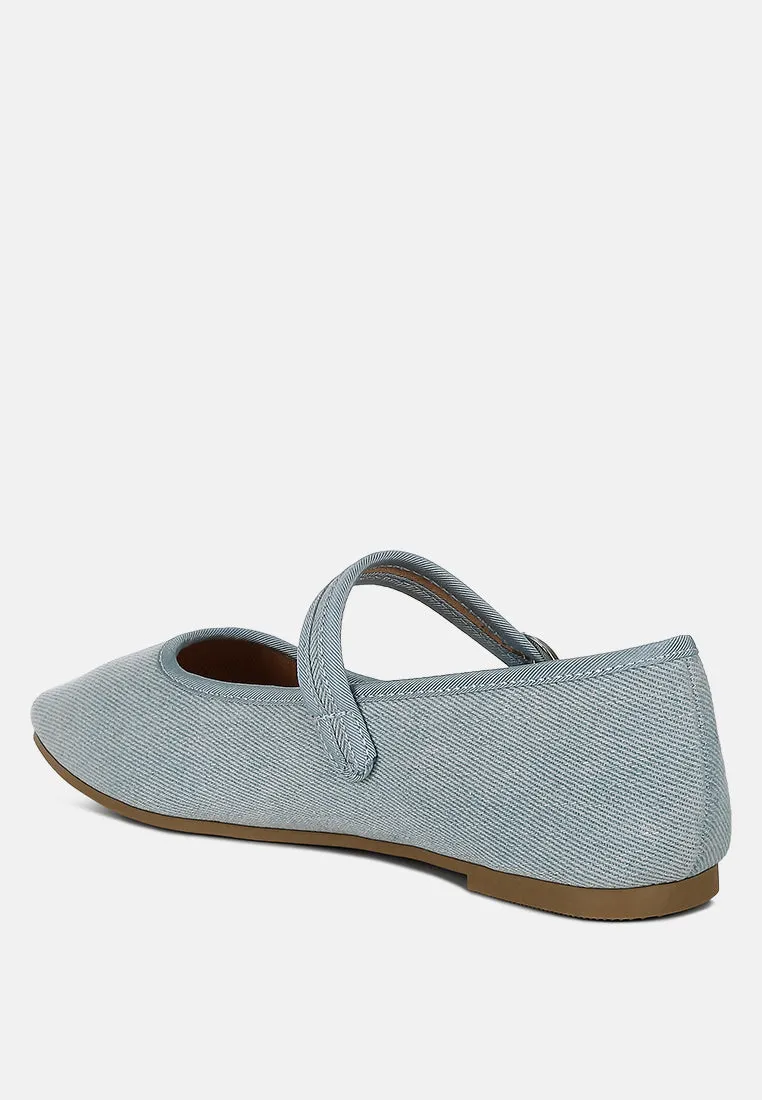 Classic Denim Pin Buckle Ballerinas By RUW