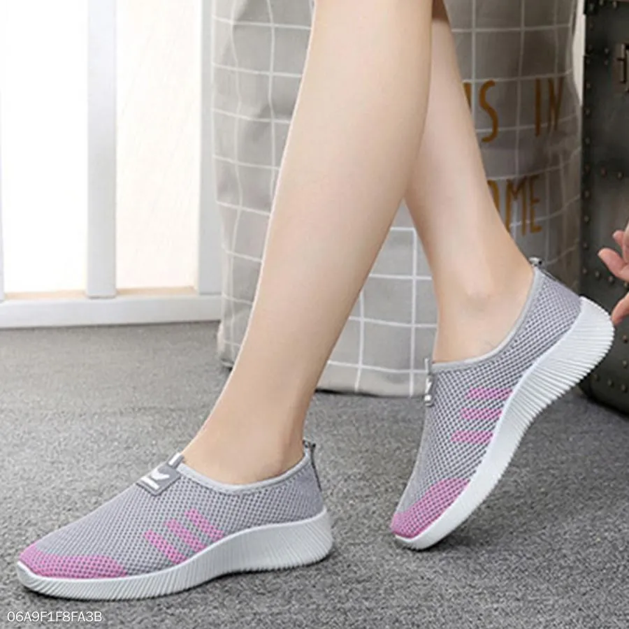 Color Block  Flat  Round Toe  Casual Sport Sneakers